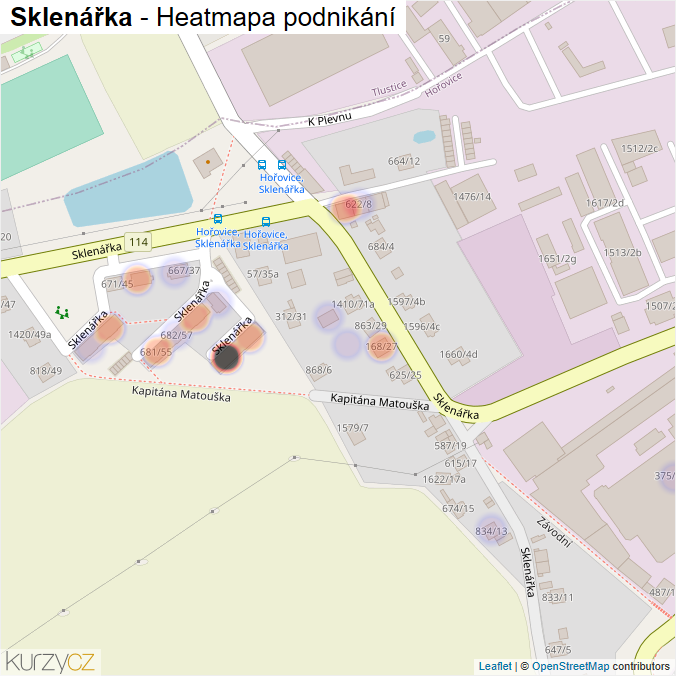 Mapa Sklenářka - Firmy v ulici.