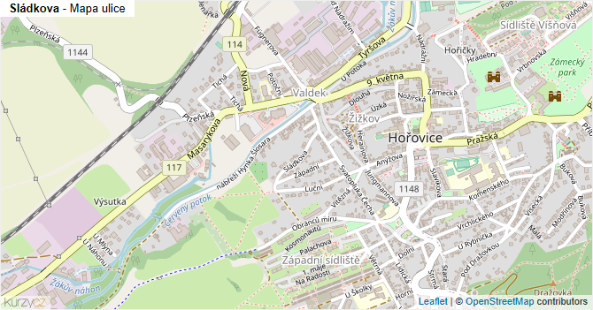 Sládkova - mapa ulice