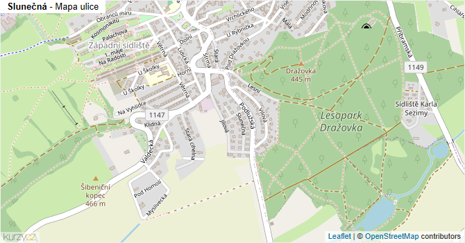 Slunečná - mapa ulice