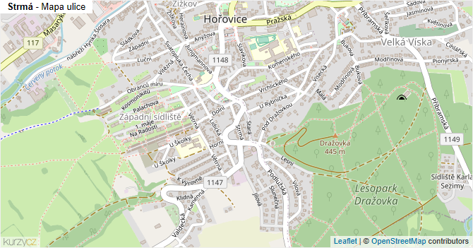 Strmá - mapa ulice