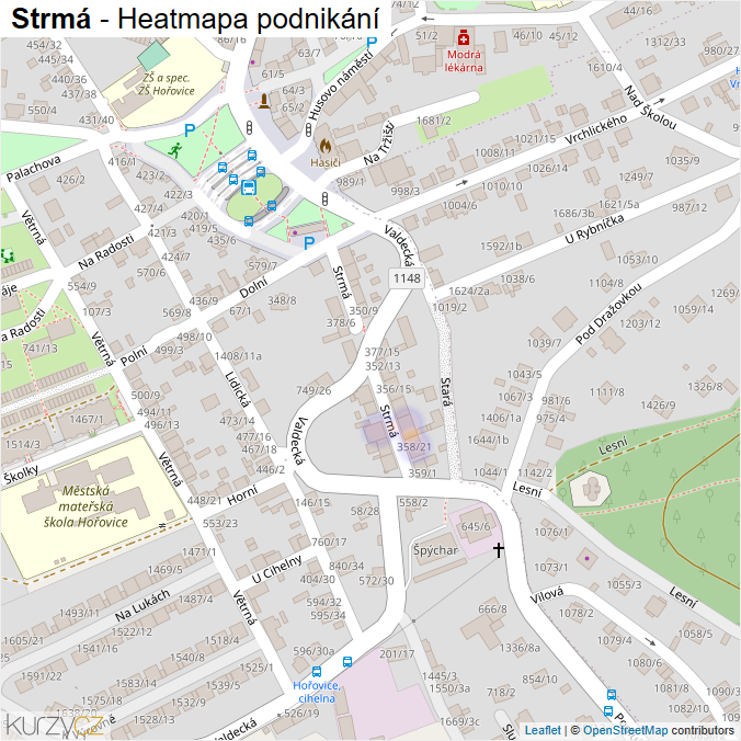 Mapa Strmá - Firmy v ulici.