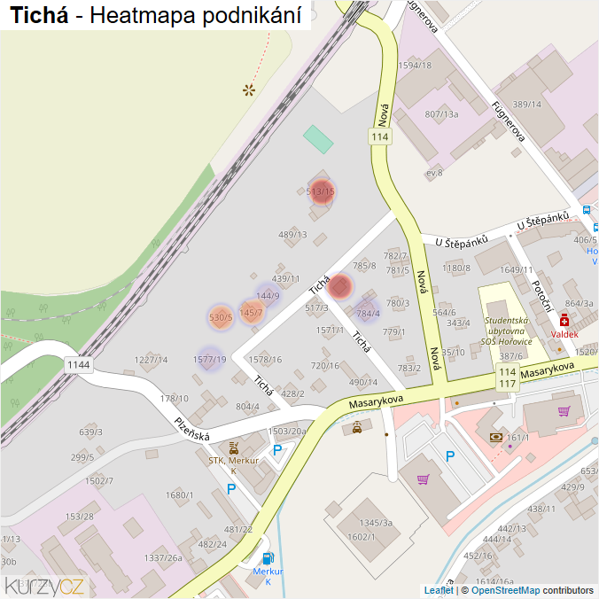 Mapa Tichá - Firmy v ulici.