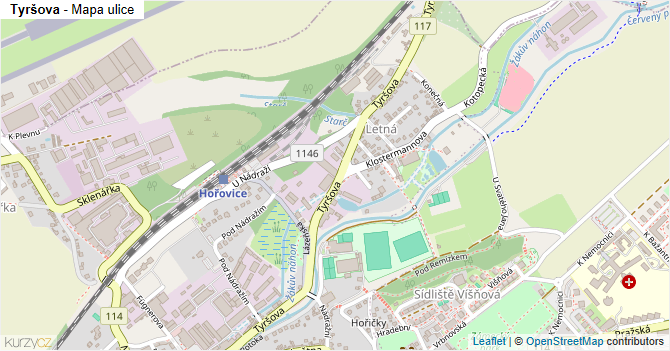 Tyršova - mapa ulice