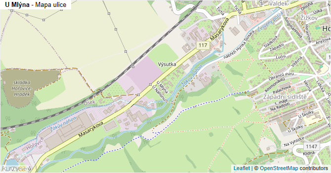 U Mlýna - mapa ulice