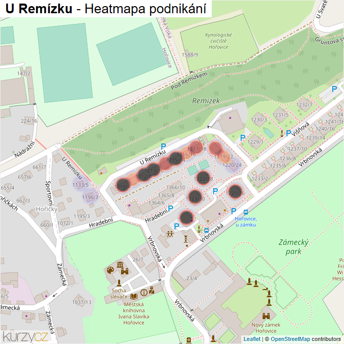Mapa U Remízku - Firmy v ulici.