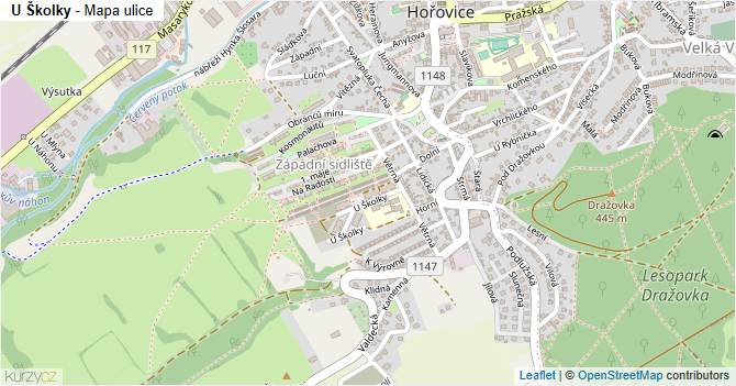 U Školky - mapa ulice