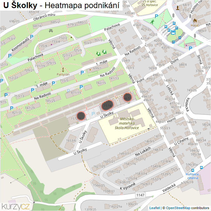 Mapa U Školky - Firmy v ulici.