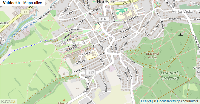 Valdecká - mapa ulice