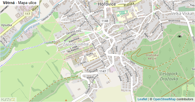 Větrná - mapa ulice