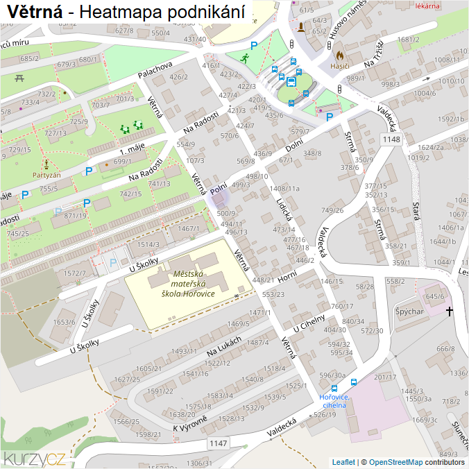 Mapa Větrná - Firmy v ulici.