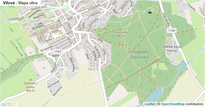 Vilová - mapa ulice