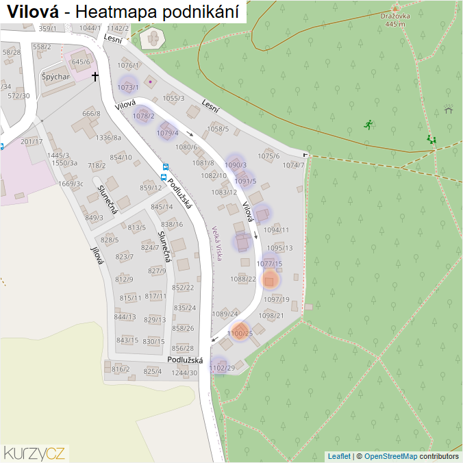 Mapa Vilová - Firmy v ulici.
