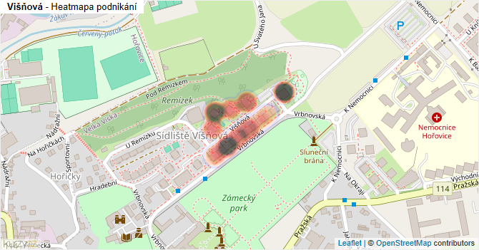 Višňová - mapa podnikání