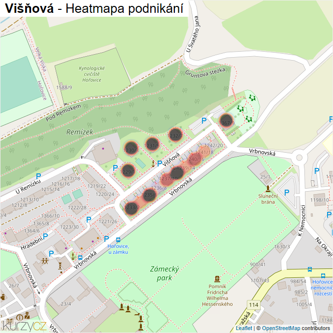 Mapa Višňová - Firmy v ulici.