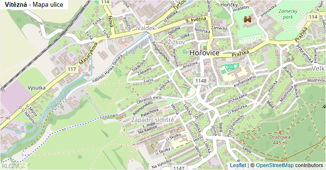 Vítězná - mapa ulice