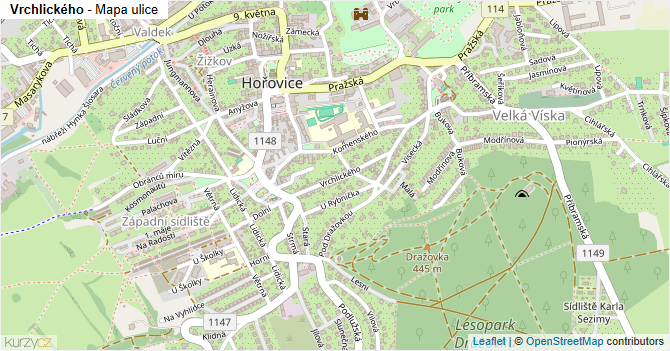 Vrchlického - mapa ulice