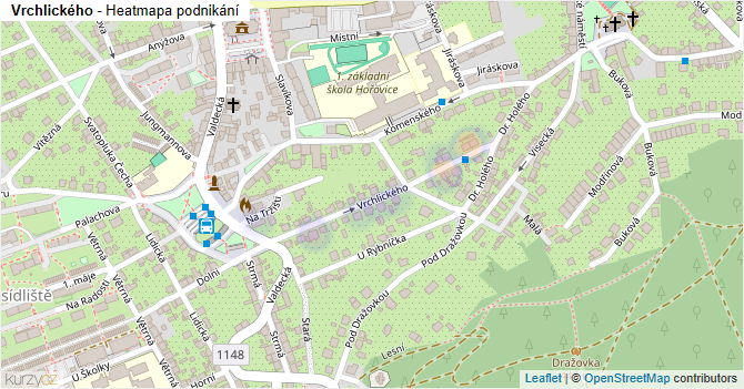 Vrchlického - mapa podnikání