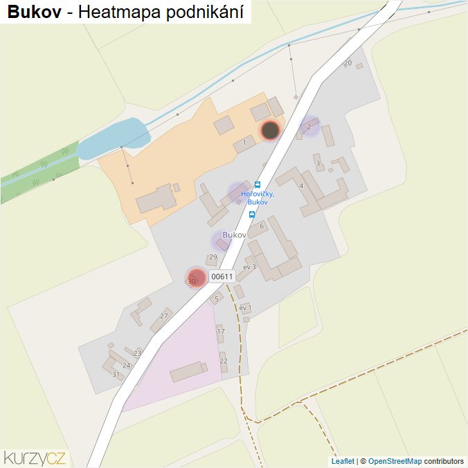 Mapa Bukov - Firmy v části obce.