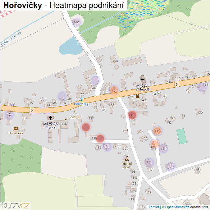 Mapa Hořovičky - Firmy v části obce.