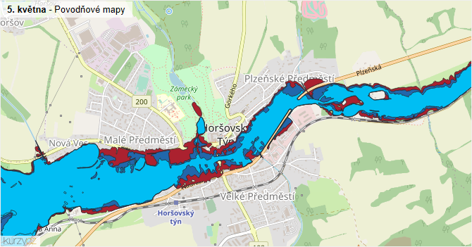 5. května - záplavové mapy stoleté vody