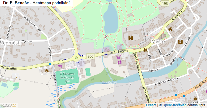 Dr. E. Beneše - mapa podnikání