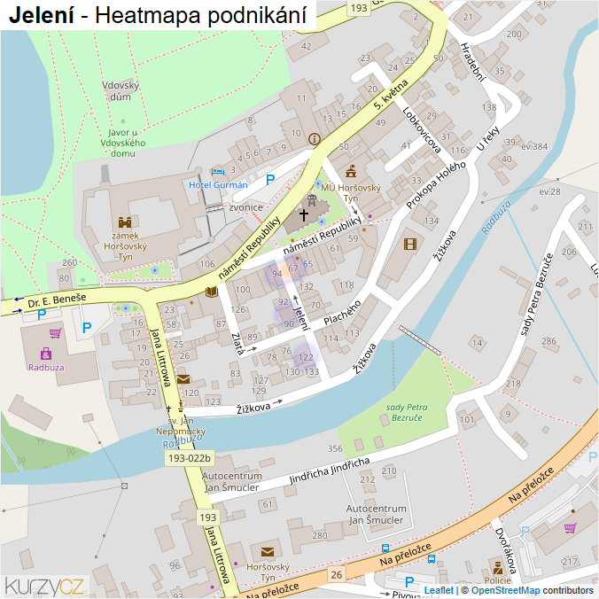 Mapa Jelení - Firmy v ulici.