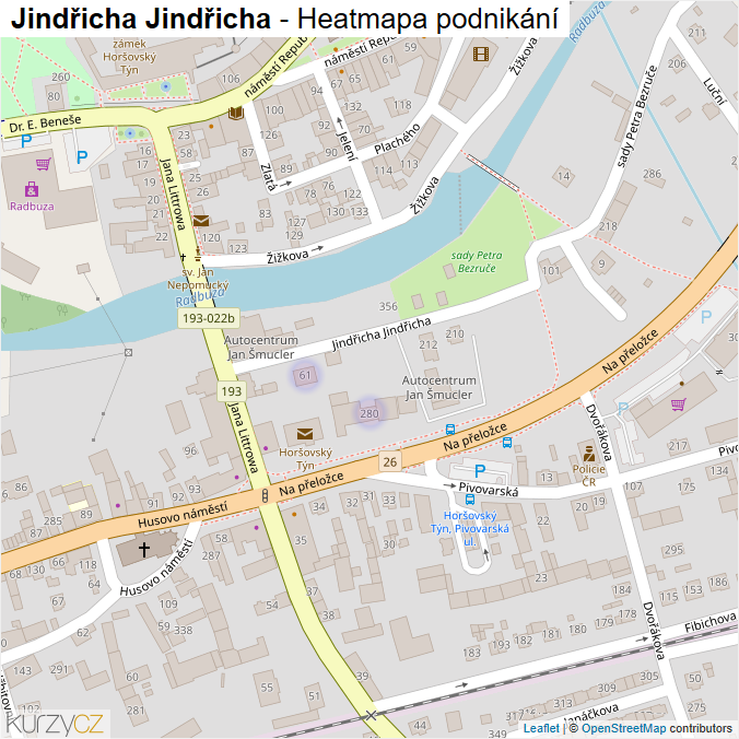 Mapa Jindřicha Jindřicha - Firmy v ulici.
