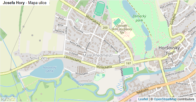 Josefa Hory - mapa ulice