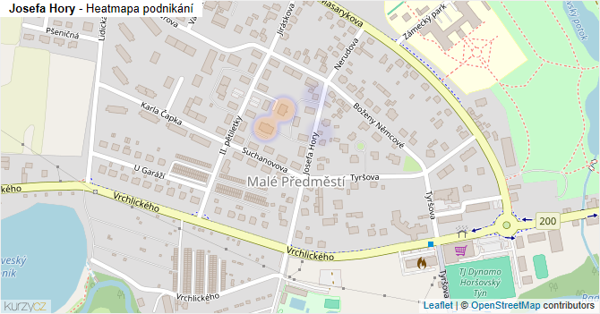 Josefa Hory - mapa podnikání