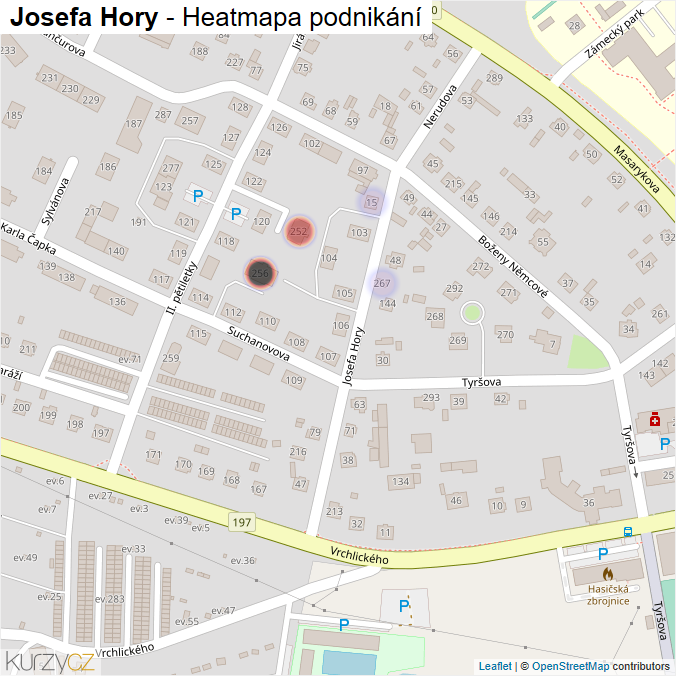 Mapa Josefa Hory - Firmy v ulici.