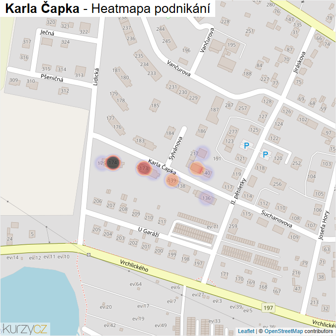 Mapa Karla Čapka - Firmy v ulici.