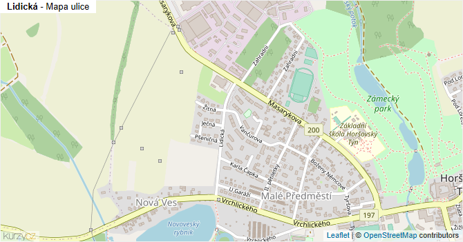Lidická - mapa ulice