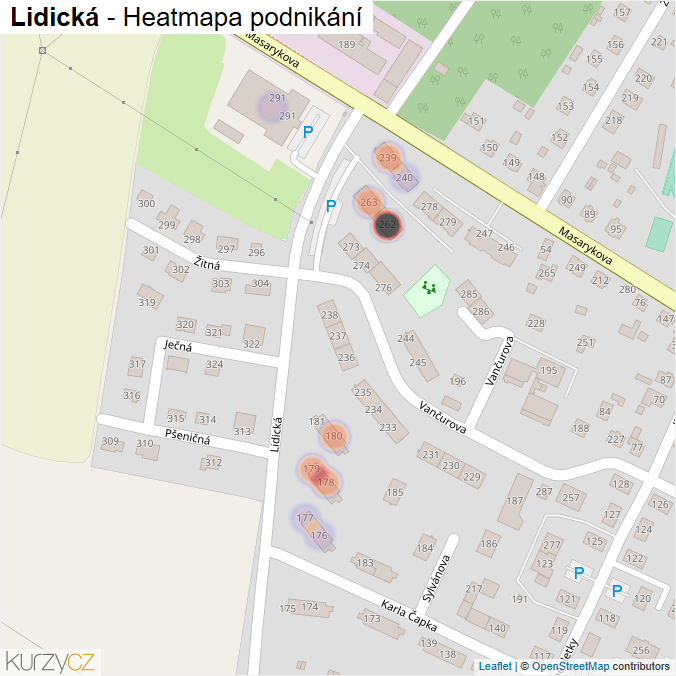 Mapa Lidická - Firmy v ulici.