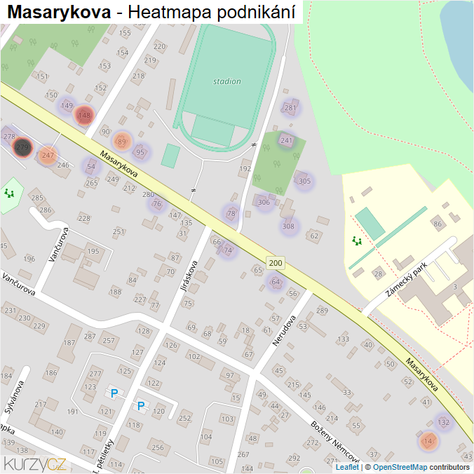 Mapa Masarykova - Firmy v ulici.