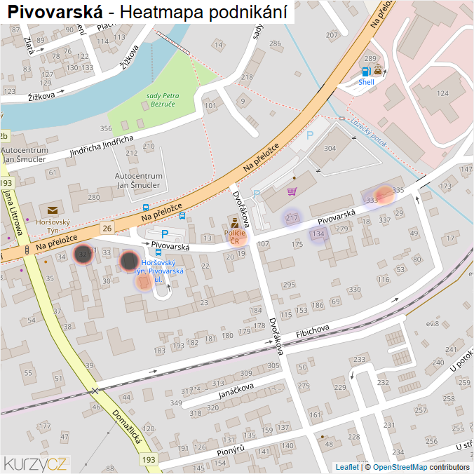 Mapa Pivovarská - Firmy v ulici.