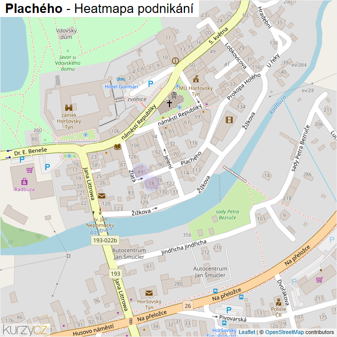 Mapa Plachého - Firmy v ulici.