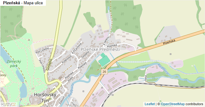Plzeňská - mapa ulice