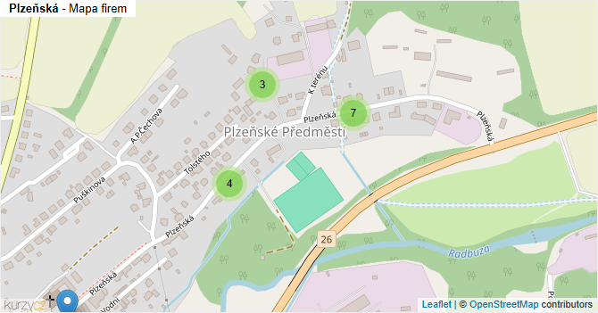 Plzeňská - mapa firem
