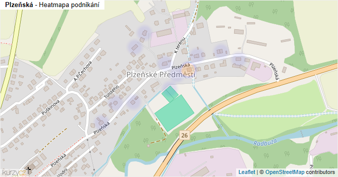 Plzeňská - mapa podnikání