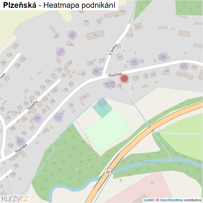 Mapa Plzeňská - Firmy v ulici.