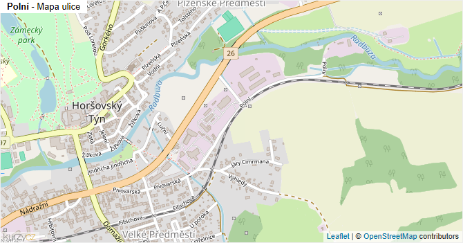 Polní - mapa ulice