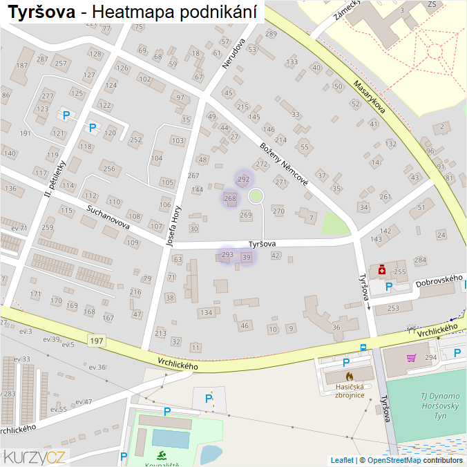 Mapa Tyršova - Firmy v ulici.