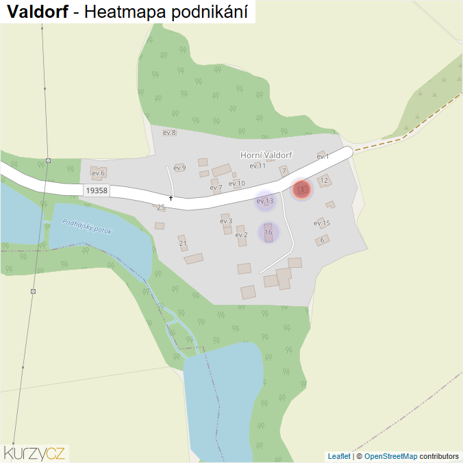 Mapa Valdorf - Firmy v části obce.