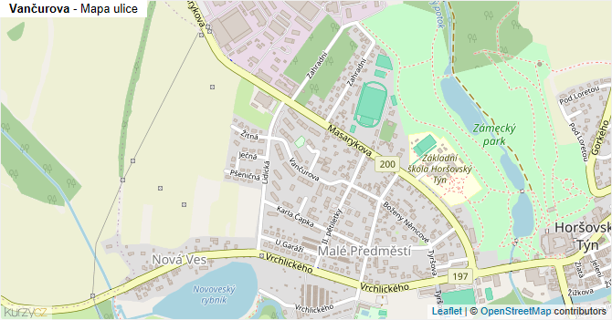Vančurova - mapa ulice