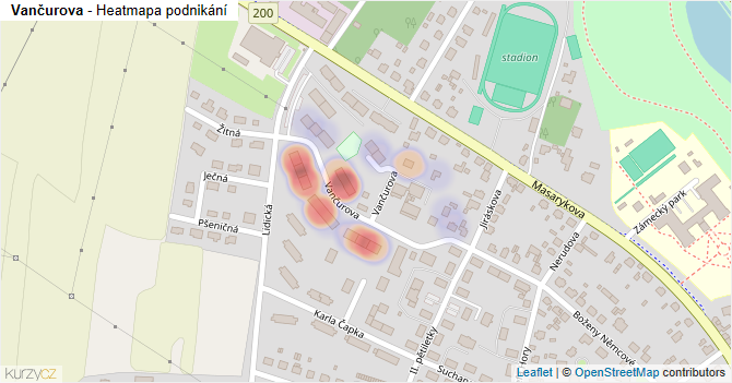 Vančurova - mapa podnikání