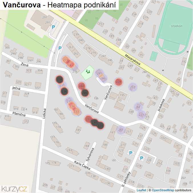 Mapa Vančurova - Firmy v ulici.