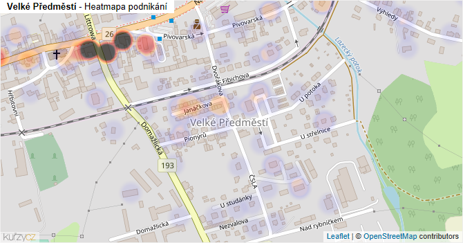 Velké Předměstí - mapa podnikání