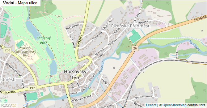 Vodní - mapa ulice