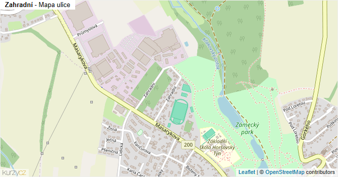 Zahradní - mapa ulice