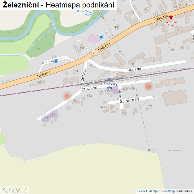 Mapa Železniční - Firmy v ulici.